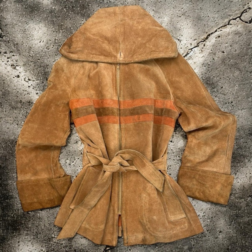 Tan Suede Women's Jacket with Belt